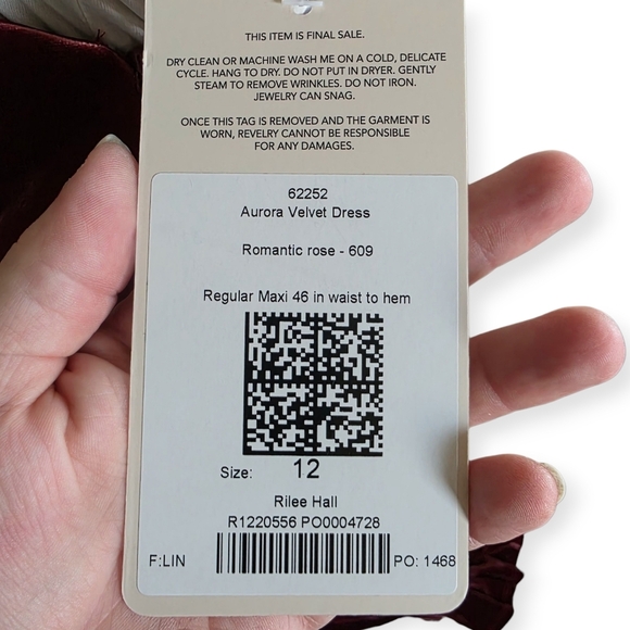 NWT Revelry Aurora Velvet Dress, Romantic Rose, Size 12 - Picture 12 of 16